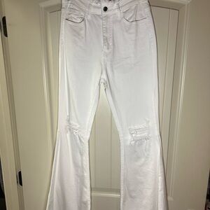 Cello White Distressed Flare Jeans